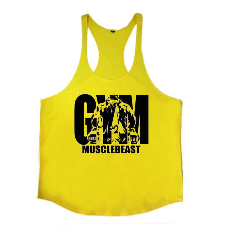 Vêtements pour hommes, gilet de musculation, de fitness, de sport, de mode, d'entraînement, ample, imprimé, ourlet rond_voghion.com