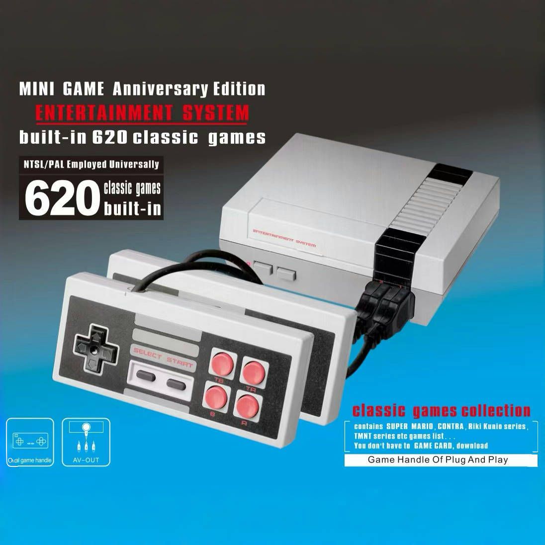 Console di gioco TV All-in-One Double Battle rossa e bianca 8 bit modello NES620 per uso domestico_voghion.com