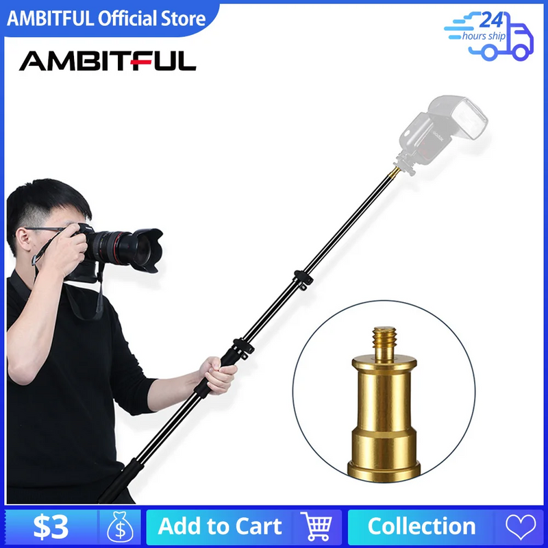 Supporto di estensione da 25,5"-62" / 62-157 cm per fotografia Flash Speedlite Stick Rod Studio fotografico Microfono Boom Pole Portatile_voghion.com