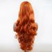 Synthetische Perücke, Ingwer-Orange, langes lockiges Haar mit großen Wellen, geradem Pony und Koteletten-Perücken_voghion.com