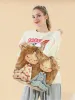 1 Parça Karikatür Kız Desenli El Çantası Yeniden Kullanılabilir Moda Çok İşlevli Baskılı Kanvas Alışveriş Çantası 250321l_voghion.com