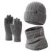Autumn And Winter Woolen Outdoor Warm Thick Veet Hat Neck Gloves Three-piece Set_voghion.com