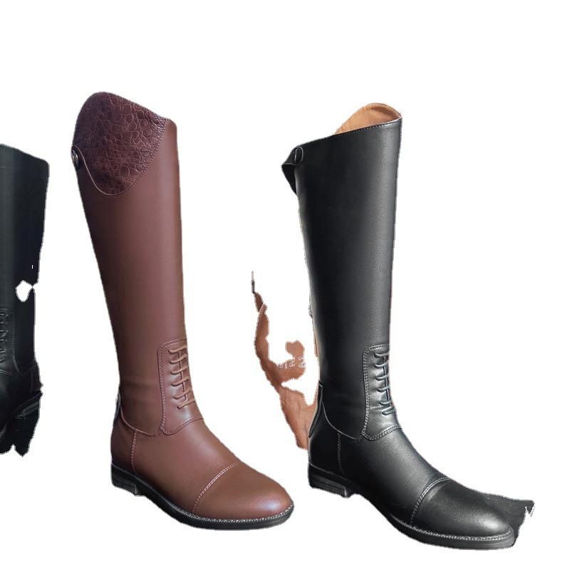 2023 Autumn Winter For Women, Knee-High Low Heel Equestrian Boots, Large Size Riding Boots_voghion.com