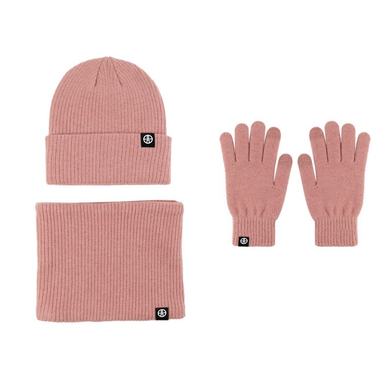 Wintermütze Herren Fleece Verdickte Strickmütze Schal Handschuhe Dreiteiliges Set Thermomütze Kinder_voghion.com