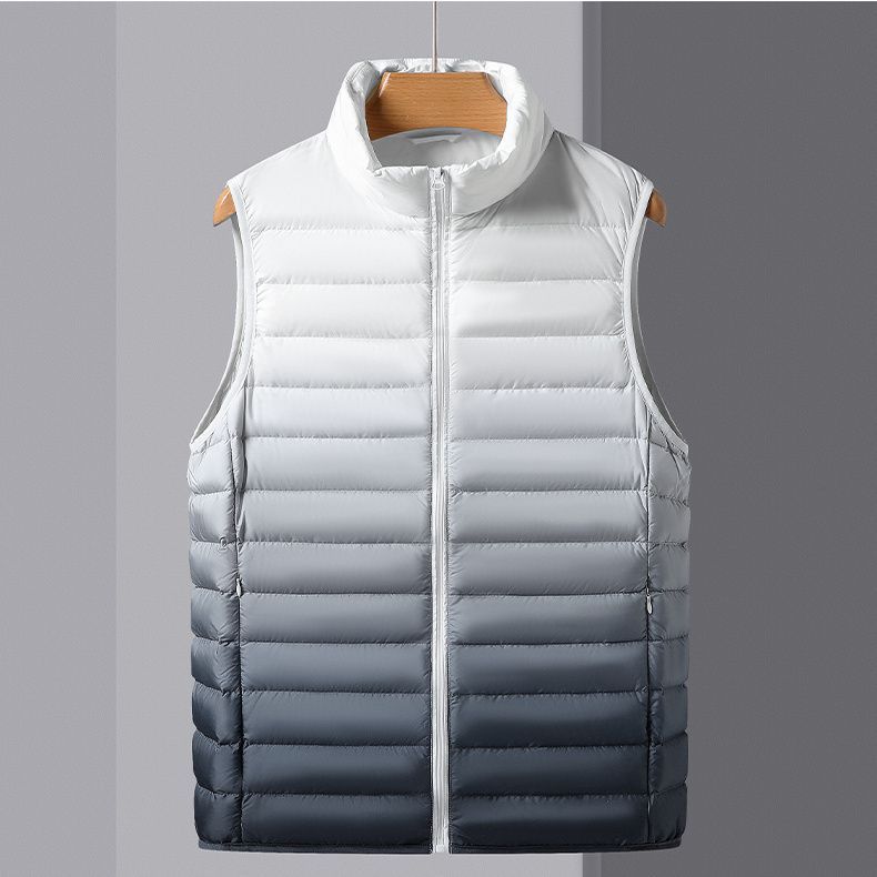 Herbst und Winter Neue 90 Weiße Entendaunen Leichte Daunenjacke Herren Freizeitweste Farbverlauf Warme Weste_voghion.com