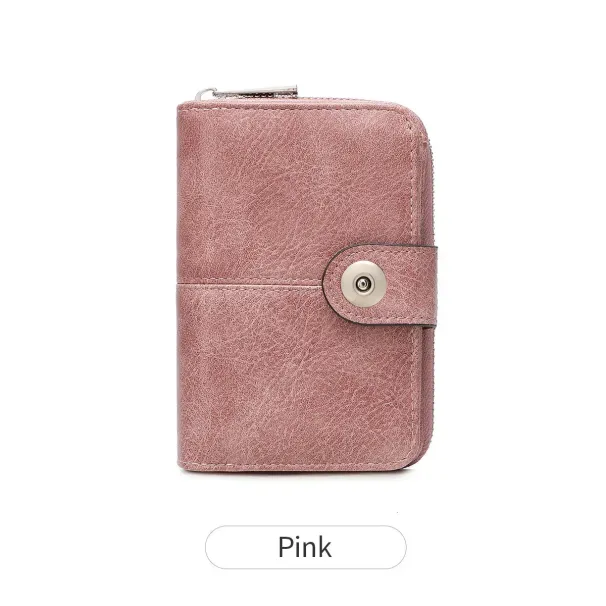 Vintage Womens RFID Blocking MultiFunction Short Fashion Large Capacity Zipper Coin Wallet Simple ID Credit Card Holder_voghion.com
