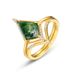Anello di agata naturale di erba d'acqua di lusso di luce atmosferica Anello di indice impilabile in pietra di muschio verde in argento S925 Personalizzazione_voghion.com