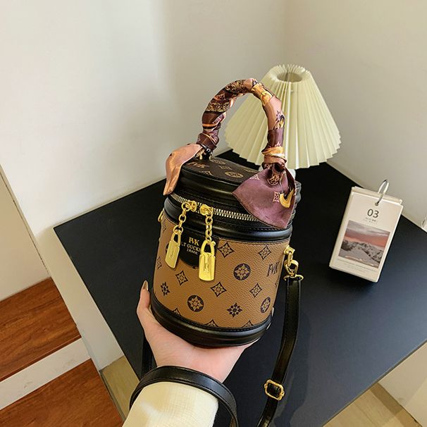 Borsa a mano per donna Borsa a secchiello Moda donna Borsa a tracolla monospalla vintage Borsa a cilindro stampata monospalla Borsa a tracolla monospalla_voghion.com
