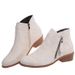 Plus size women's suede low heel side zipper ankle boots_voghion.com