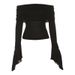 2025 Frühjahr Neue Damen Einfarbig Slim Fit Mode Off-Shoulder Sexy Backless Langarm T-Shirt_voghion.com