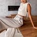 Women's Linen Cotton Blend Summer Outfit 2025 Sleeveless Top & Pants Set - Elegant Casual Two-Piece Suit For Office & Daily Wear_voghion.com