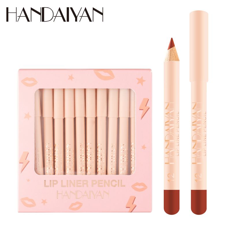 HANDAIYAN 12-Piece Matte Lip Liner Set - Velvet Texture, Long-Lasting, Non-Fading Lip Pencil & Lipstick Set_voghion.com