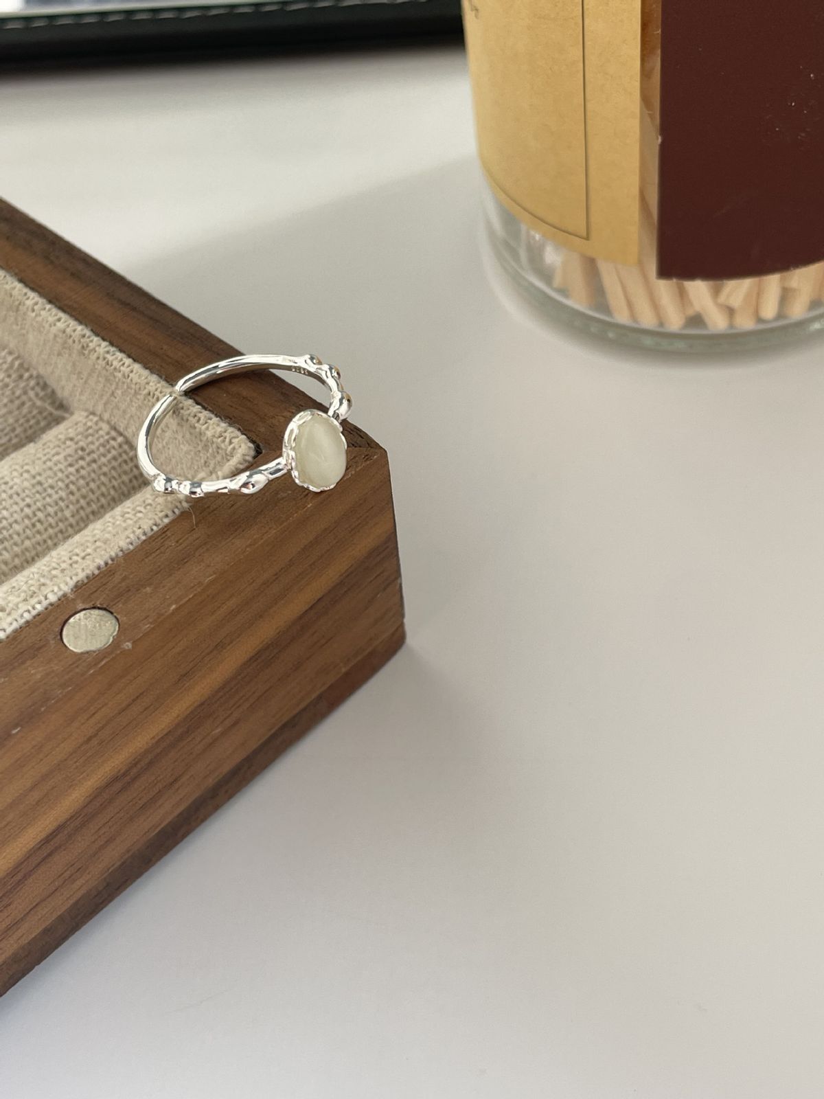 Anello da donna in argento sterling coreano Weekend, design di nicchia Ins, regolabile, aperto, con indice, per donna_voghion.com