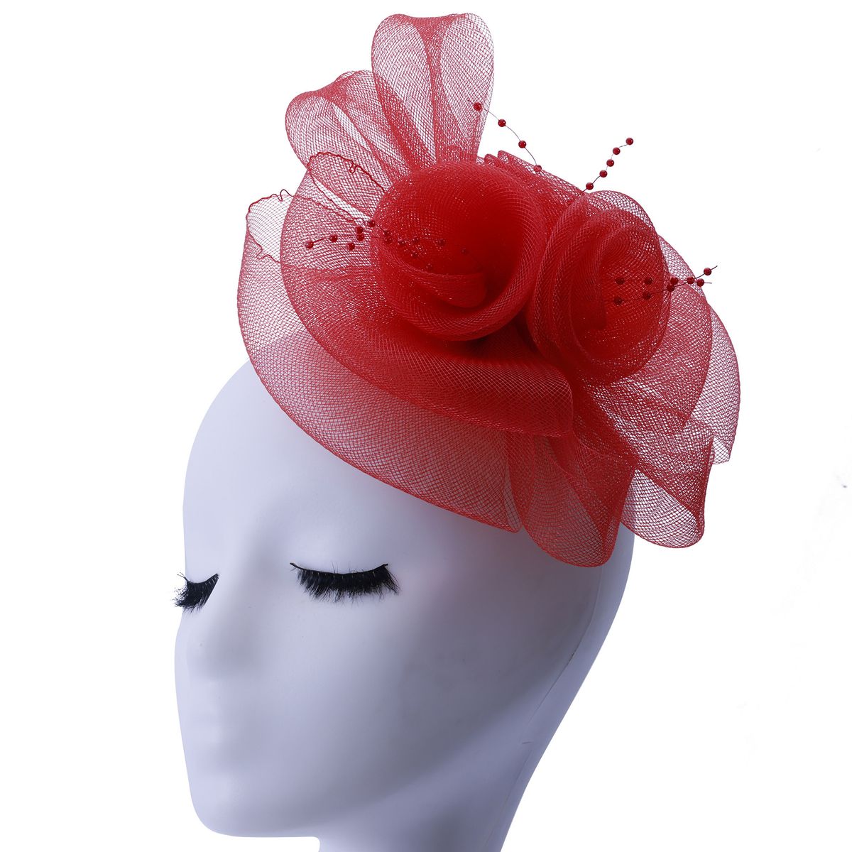 Kopfschmuck für den Bühnenauftritt mit Brautschleier – kleiner Retro-Hut mit Federbedeckung (Gesichtsschleier-Haarschmuck für Fotoshootings)_voghion.com