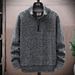 2023 new pullover sweatshirt knitted cardigan outer wear plus velvet thickened stand collar sweater jacket for young and middle-aged men_voghion.com