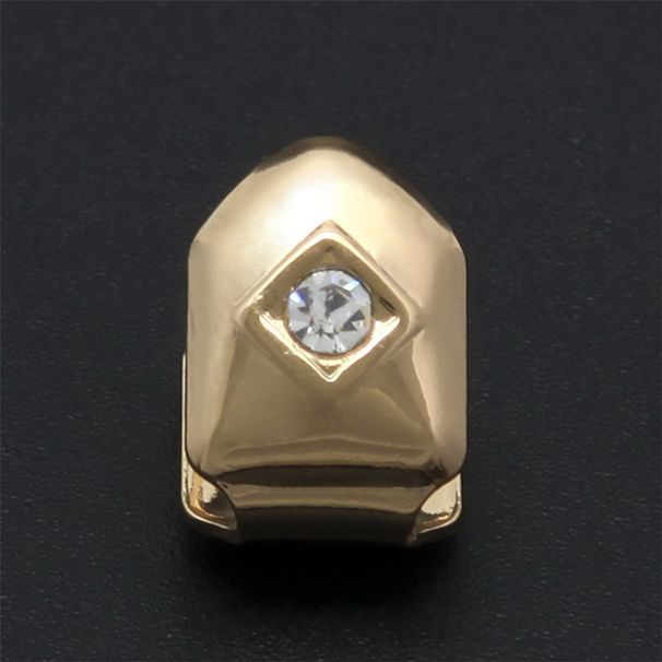 Neuer heißer Verkauf einzelner Diamant-Einzel-Gold-Zahnschutz Halloween-Zahngrill Rapper Hip Hop Zubehör_voghion.com