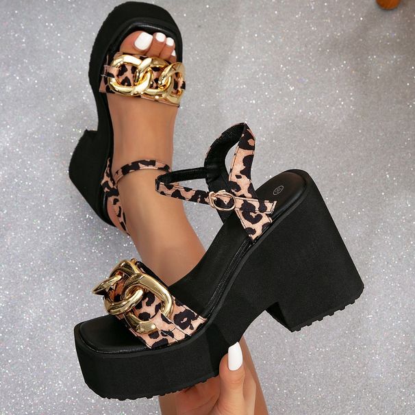 Damen Keilabsatz Dicke bequeme hochhackige modische Damen Sandalen_voghion.com