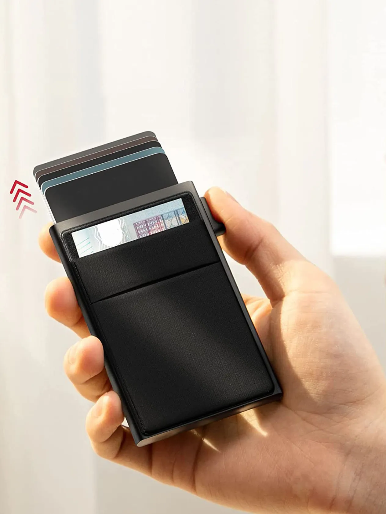 RFID sānu spiedpoga pretaizdzīšanas birste ar vairākām spraugām, metāla iepakojums, alumīnija sakausējuma kaste, daudzfunkcionāls naudas klipsis, kredītkarte_voghion.com