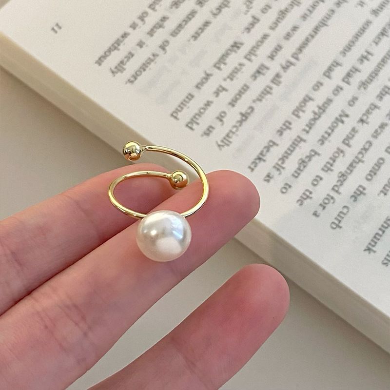 Design sense special-shaped pearl ring female summer niche temperament adjustable index finger ring simple internet celebrity ring_voghion.com