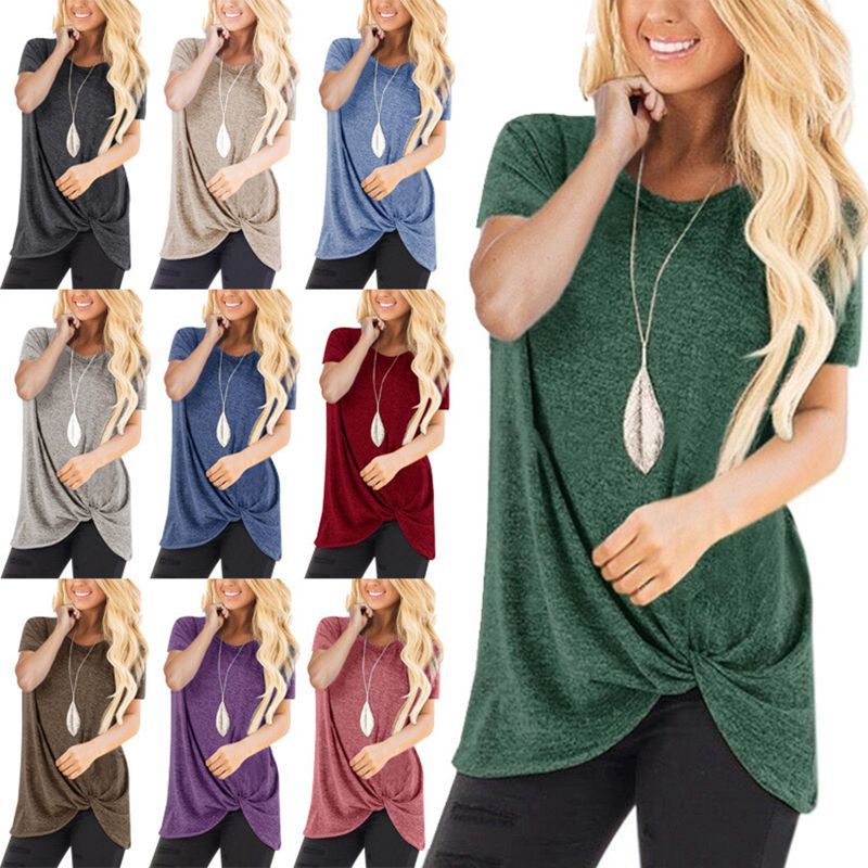 Stylish Tunic Womens Tops Short Sleeve Summer Loose Blouse Plus Size Tshirt Shirt_voghion.com