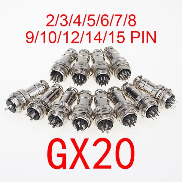 1set GX20 2/3/4/5/6/7/8/9/10/12/14/15 Pin Männlich + Weiblich 20mm Rund Draht Panel Luftfahrt Stecker Buchse Stecker Mit Kappe_voghion.com