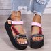 Women's shoes Summer 23 years large size one-word buckle with thick bottom casual round toe women's flat sandals_voghion.com