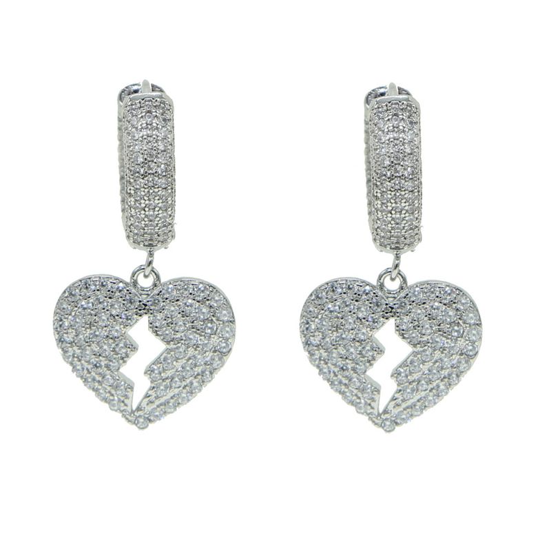 Pendientes de circonita con forma de corazón y borlas con forma de corazón con personalidad, estilo hip hop, para hombre_voghion.com
