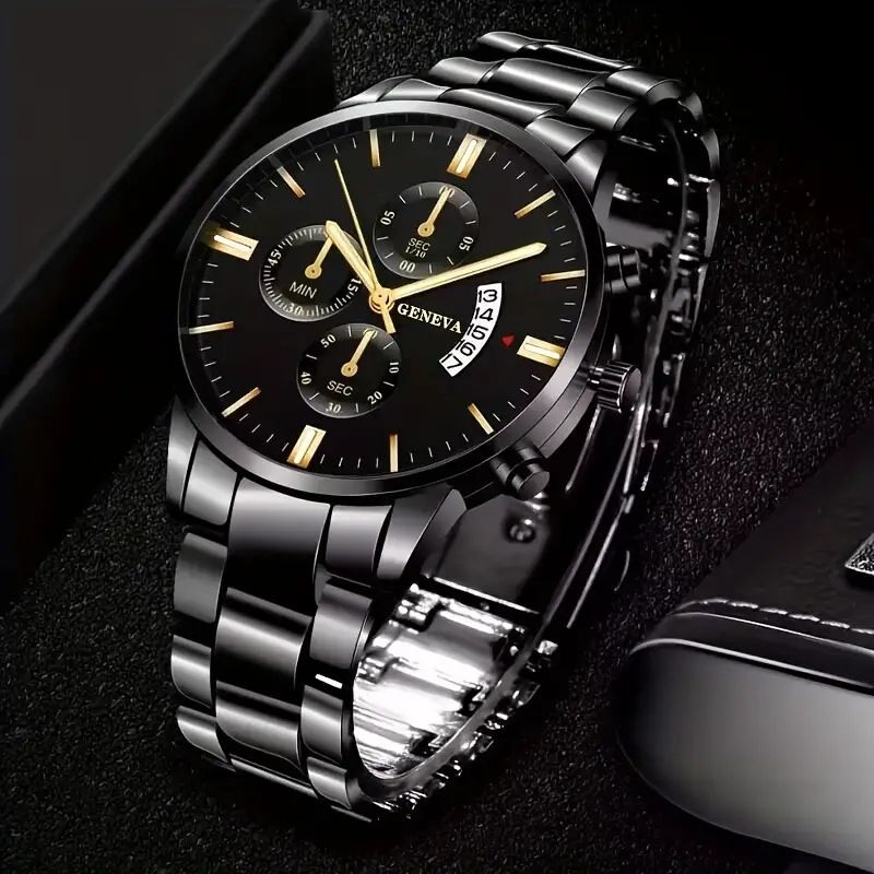 Heritage Chrono - Retro Three-Eye Quartz Watch For Men With Calendar Function (Business Casual Non-Mechanical Watch)_voghion.com