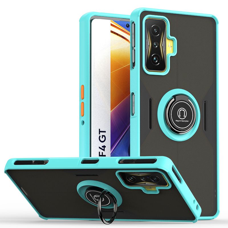 KEYSION Fashion Matte Hülle für POCO F4 GT 5G Transparenter Ringständer Stoßfeste Handyhülle für Xiaomi Redmi K50 Gaming K_voghion.com