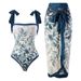 Damenbekleidung Badeanzüge mit Blattdrucken und Röcken, um das Fleisch zu bedecken und dünne Bikinis auf Lager zu zeigen_voghion.com
