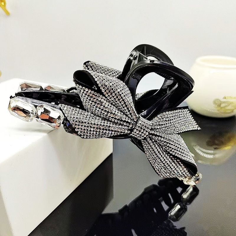 Fermaglio per capelli coreano con fiocco di diamanti - Fermaglio a squalo di grandi dimensioni (accessorio semplice e alla moda per la parte posteriore della testa per le donne)_voghion.com