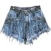 Frauen Kleidung Schwere diamant straußen haar abnehmen fringe mode alle-in-one denim shorts frau_voghion.com