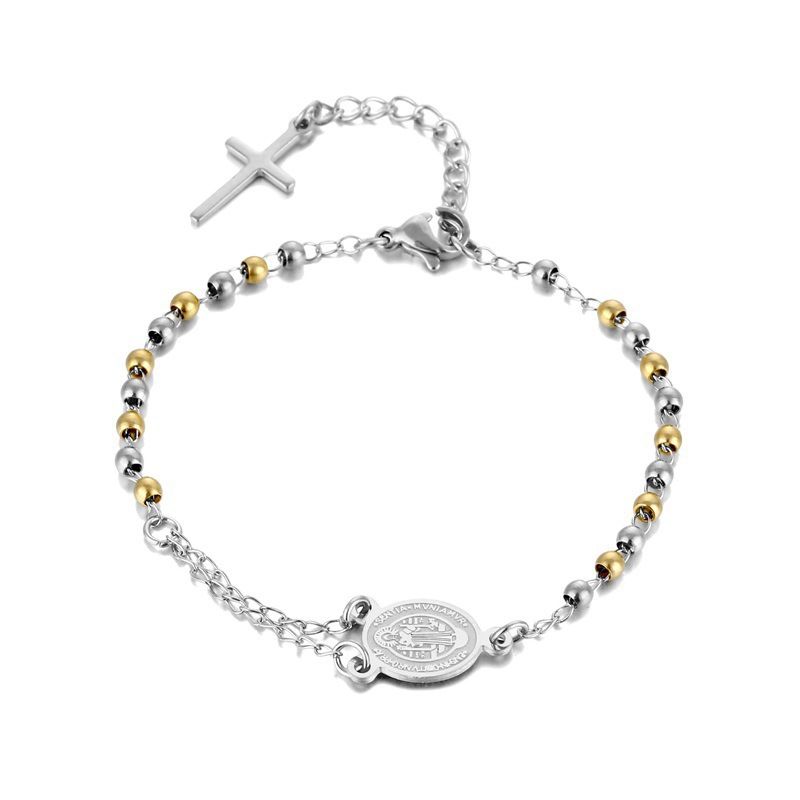 Bracciale minimalista in acciaio inossidabile con piastra rotonda, placcato oro, unisex_voghion.com
