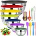 20 Mixing Bowls With Sealed Lids, 304 Stainless Steel Metal Set Bowls, Anti Slip Colored Silicone Bottom, Sizes 7, 3.5, 2.5, 2.0, 1.5, 1, 0.67QT, Perfect For Mixing, Baking, And Service_voghion.com