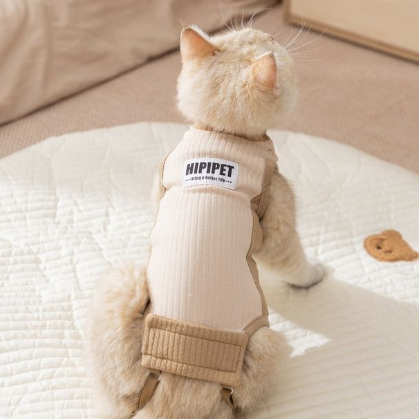 Atmungsaktiver Schlangenstreifen-Anzug für die Kastration, verstellbar, postoperativ, Anti-Leck-Chirurgie, Entwöhnungsanzug für weibliche Katzen, Haustierkleidung_voghion.com