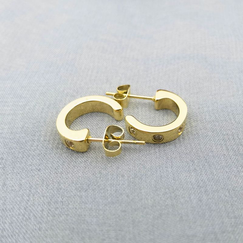 Pendientes clásicos estilo LOVE en forma de C Pendientes dorados para mujer_voghion.com