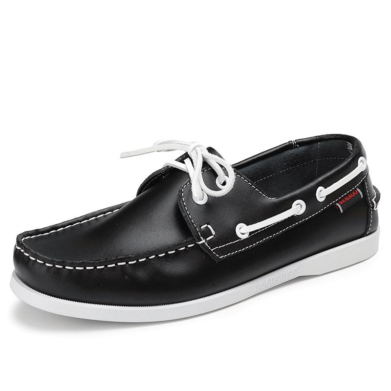 Suitable For All Seasons Spring And Autumn Breathable Sneakers For Men, Trendy Versatile Flat Leather White Sailboat Shoes, Men's Casual Shoes_voghion.com