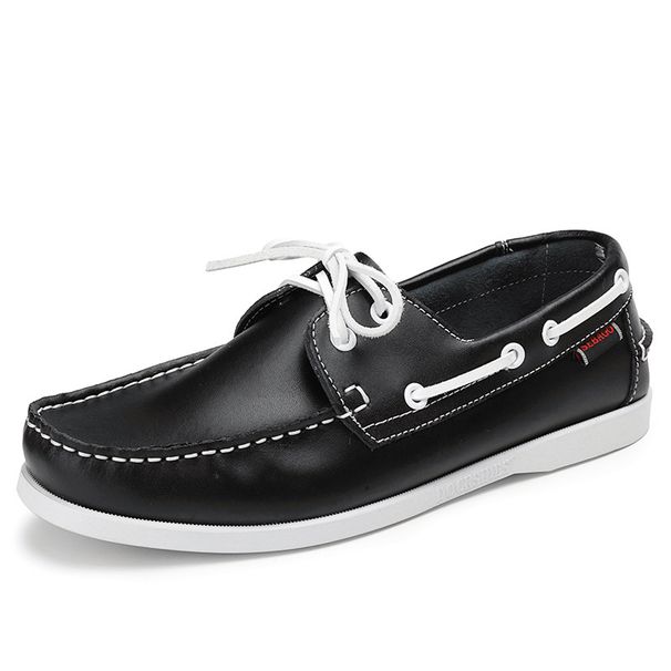 Suitable For All Seasons Spring And Autumn Breathable Sneakers For Men, Trendy Versatile Flat Leather White Sailboat Shoes, Men's Casual Shoes_voghion.com