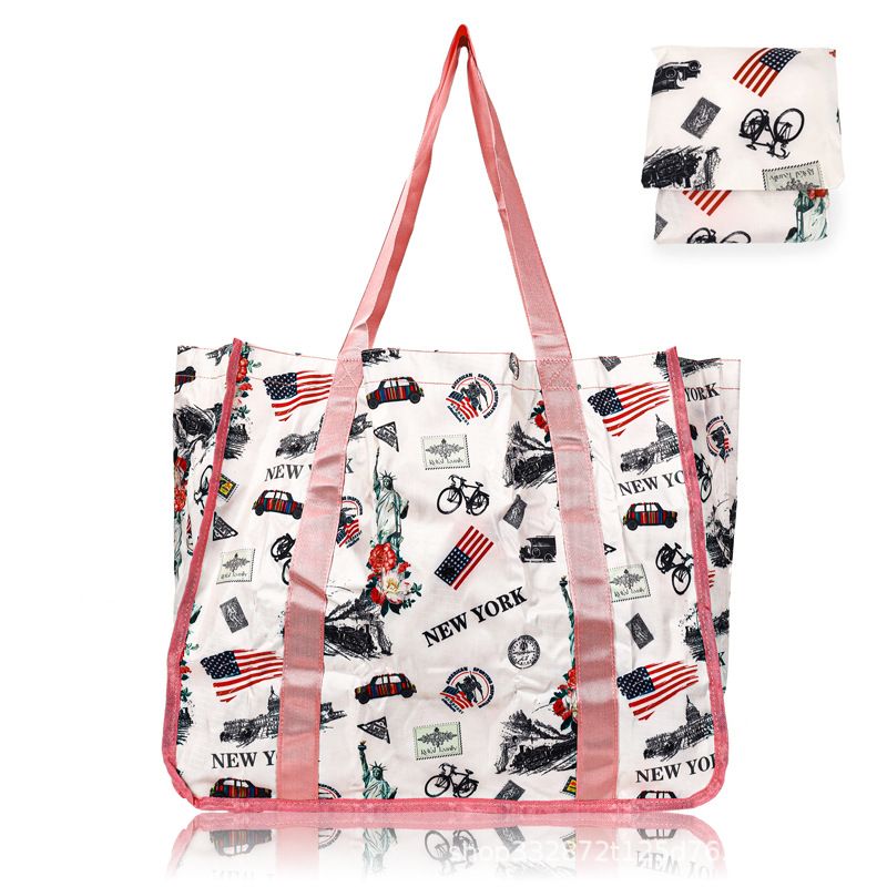 Borsa tote pieghevole impermeabile per donne e uomini - Borsa per la spesa ecologica di grande capacità con chiusura a scatto, design streetwear alla moda_voghion.com
