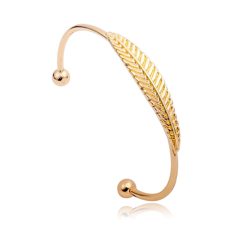 ins fashion trend Joker leaf bracelet hot-selling simple open leaf bracelet jewelry_voghion.com