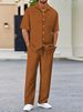 Unbeatable Quality New Men's Collar Solid Color Short Sleeved Shirt With Drawstring Pants Set In European Size_voghion.com