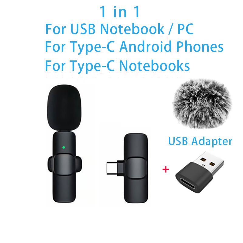 Nový bezdrátový klopový přenosný mini mikrofon pro nahrávání zvuku a videa pro iPhone, Android, PC, kameru, živé hraní her, telefon_voghion.com