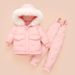 Baby winter donsjackset met vleugels - warme, dikke sneeuwpak met capuchon voor peuters (80-100 cm, roze/beige/lichtgroen)_voghion.com