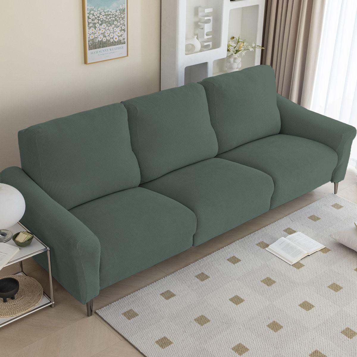 Housses de fauteuil inclinable en polyester de qualité supérieure pour canapés une place - Couverture intégrale, antidérapantes et respirantes, motif à carreaux moderne_voghion.com