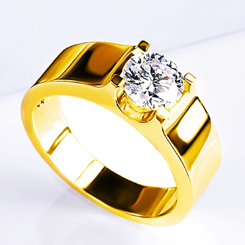 Schlichter, trendiger Herren-Business-Ring, elegant und beständig, für die Hochzeit eines Gentlemans, Moissanit-Horn, 18 Gold, 2 Karat Diamant_voghion.com