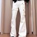 Men's Retro Lace-Up Black Stretch Cargo Jeans - High-Waisted Slim Fit Bootcut Pants For Spring & Summer_voghion.com