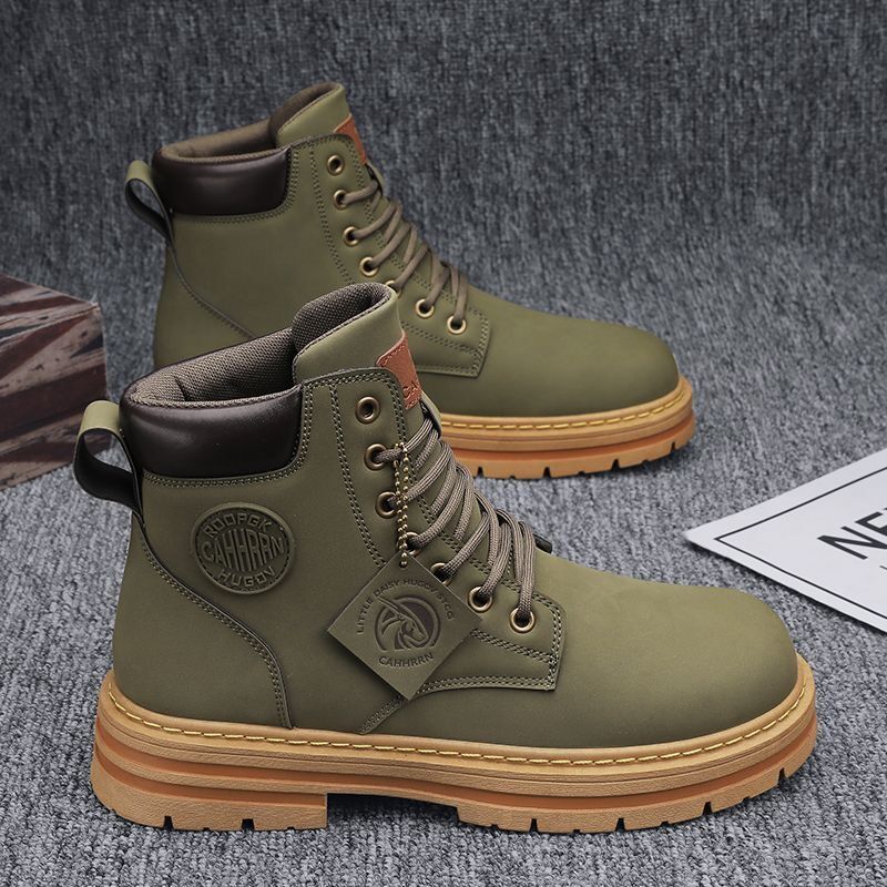 Autumn new breathable high top Martin boots for men's British style work shoes, thick soled short boots, casual shoes_voghion.com