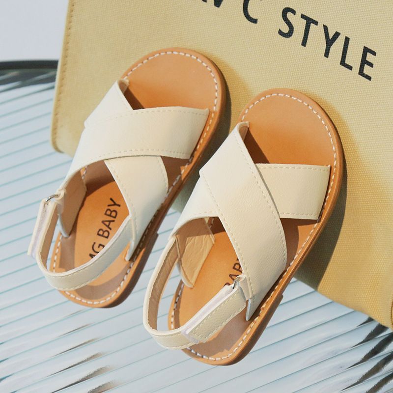 Children's Shoes Sandals Summer Medium And Large Children's Baby Soft Bottom Cross Strap Beach Shoes_voghion.com