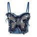 Damenbekleidung Butterfly Tube Top Persönlichkeit High-End-Oberbekleidung Slim Ing Denim Fishbone BH Hosenträger_voghion.com