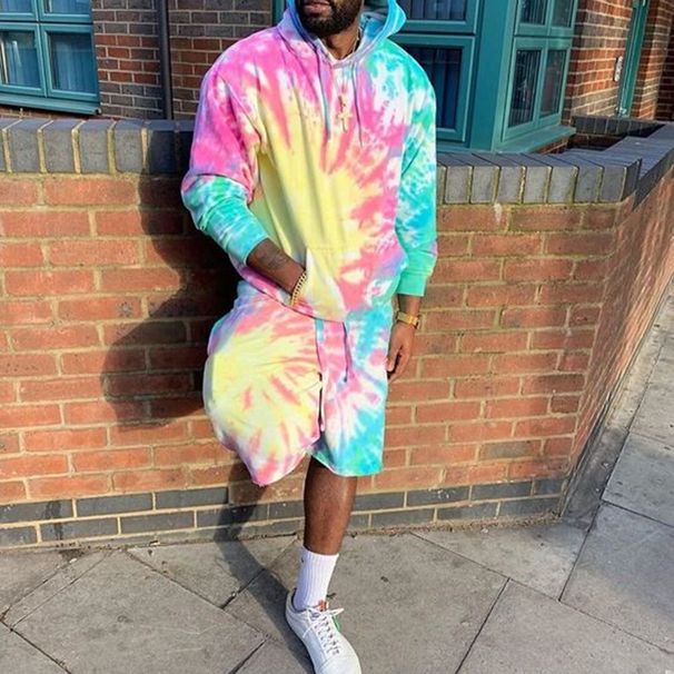 Men's color contrast smudge coat tracksuit_voghion.com